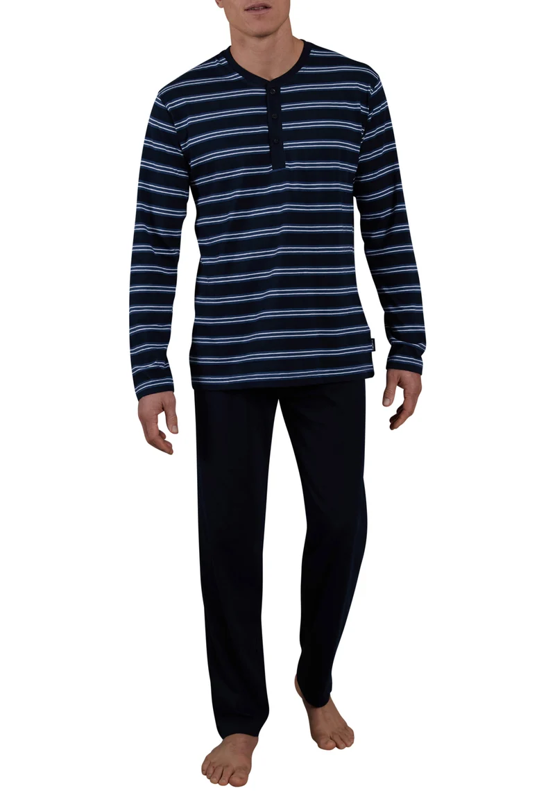 CECEBA Pyjama, 3-Knopf, offen blau-dunkel-Ringel