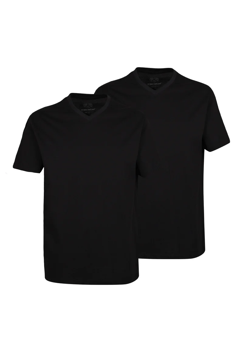 CECEBA Shirt, 1/2, V-Ausschnitt 2er Pack black