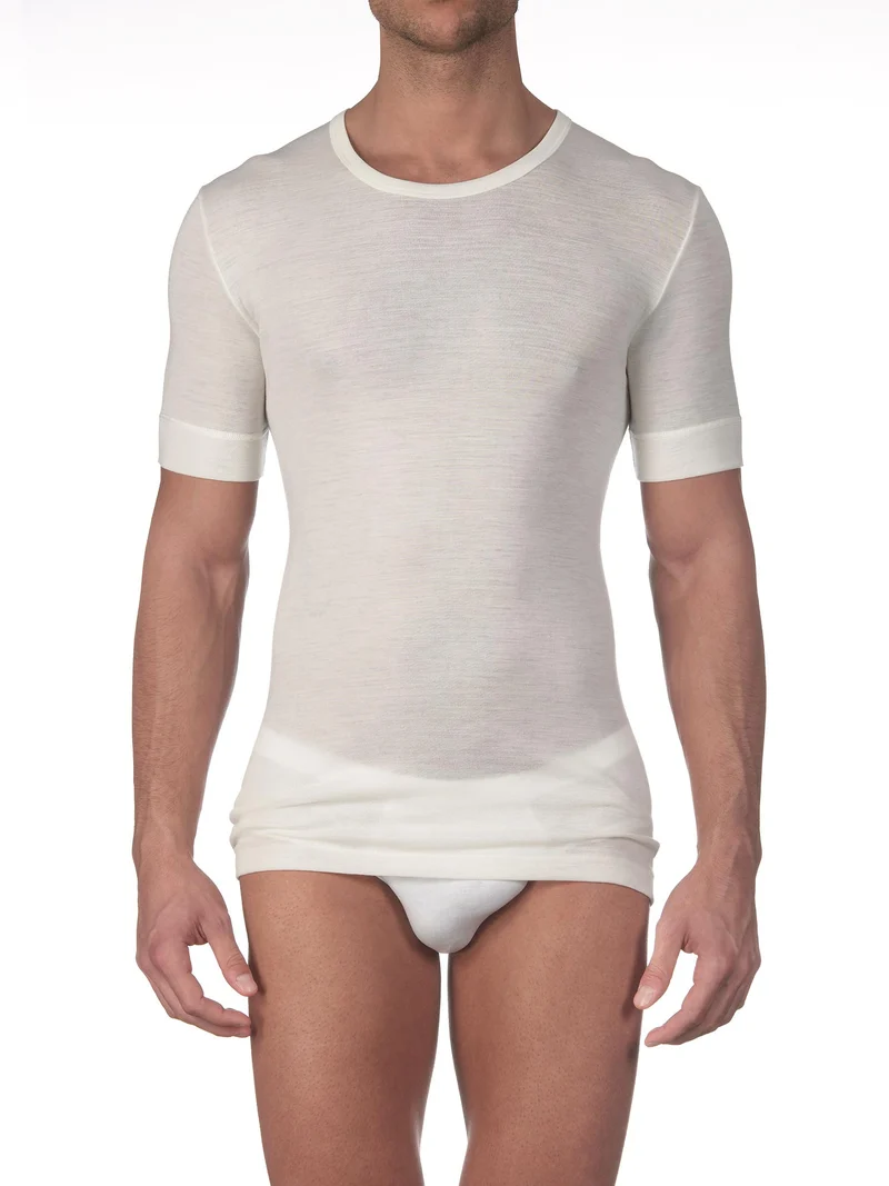 T-Shirt, Rundhals, EXTRA FINE MERINO WOOL SUPER 100S