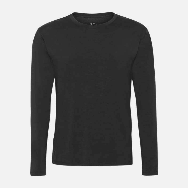 Schwarzes Langarm-T-Shirt aus Bambus