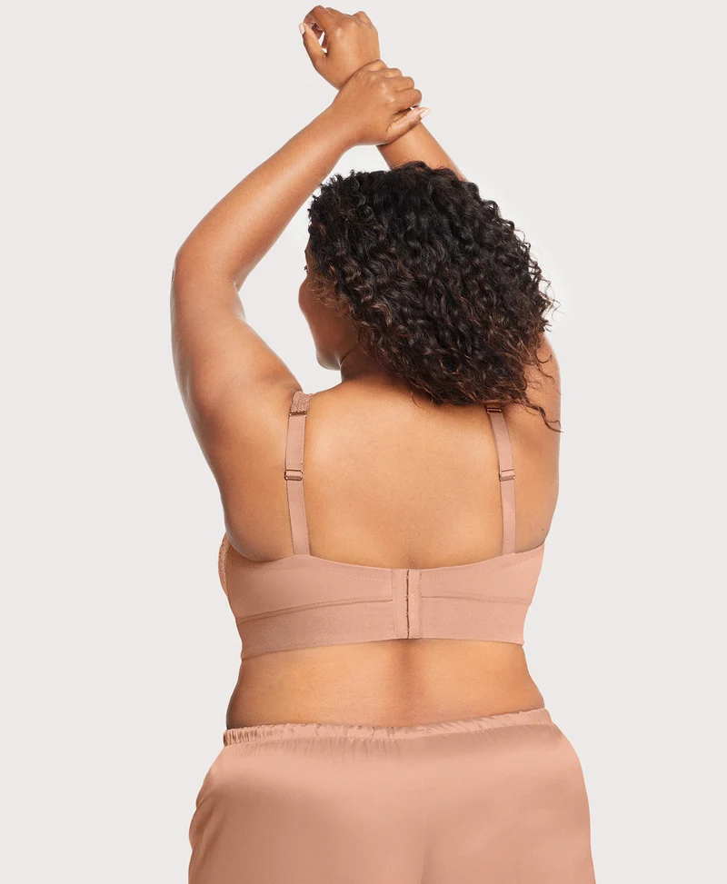 Bramour Lexington Lace Plunge Bralette Cappuccino