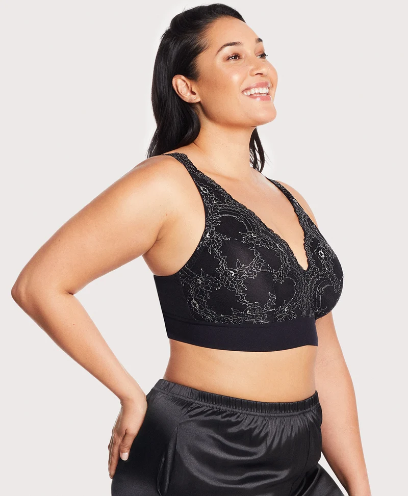 Bramour Lexington Lace Plunge Bralette Black