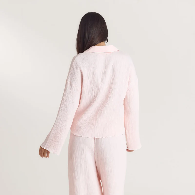 Crinkle Pyjama Shirt - Pink