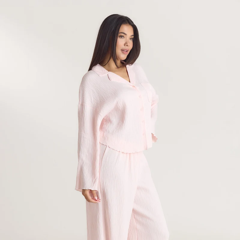 Crinkle Pyjama Shirt - Pink