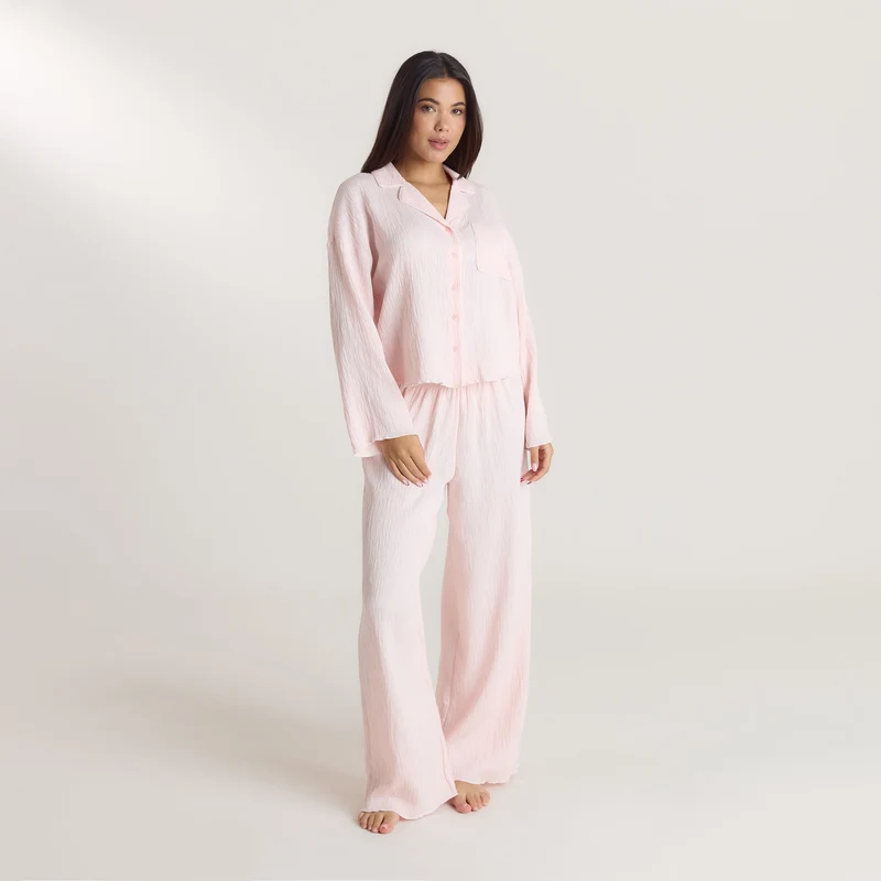Crinkle Pyjama Bottoms - Pink