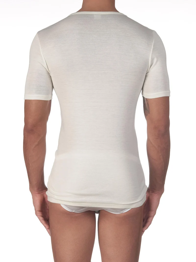 T-Shirt, V-Neck, MERINO WOOL AND SILK