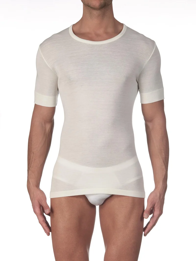T-Shirt, Rundhals, MERINO WOOL AND SILK