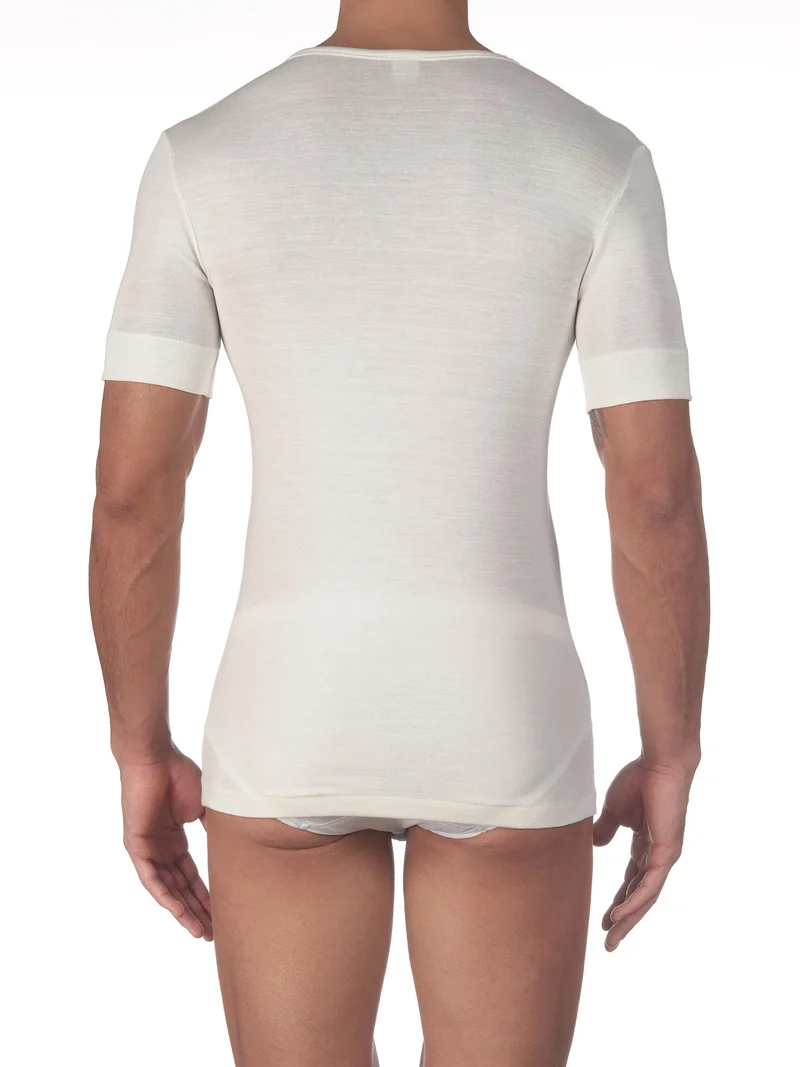 T-Shirt, Rundhals, MERINO WOOL AND SILK