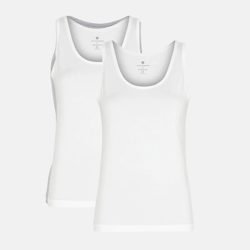 2er-Pack: Weißes Bambus-Tanktop mit breiten Trägern