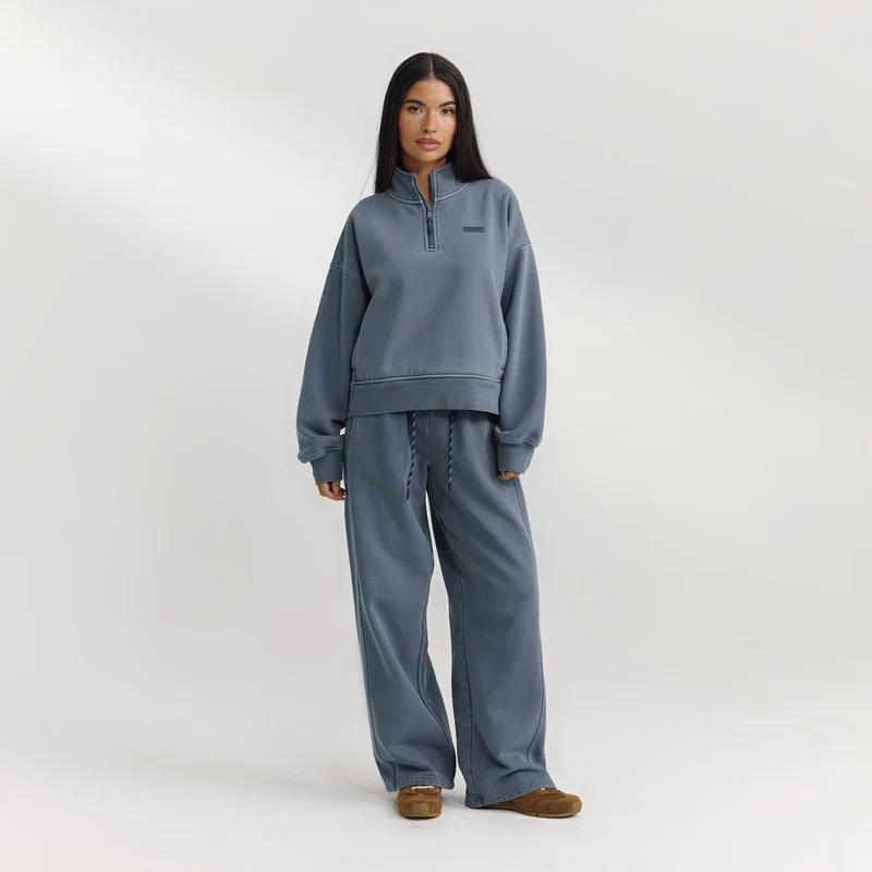 Quarter-Zip Jumper - Washed Blue