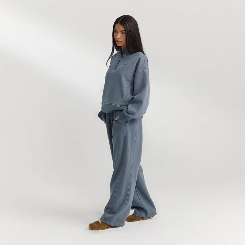 Quarter-Zip Jumper - Washed Blue