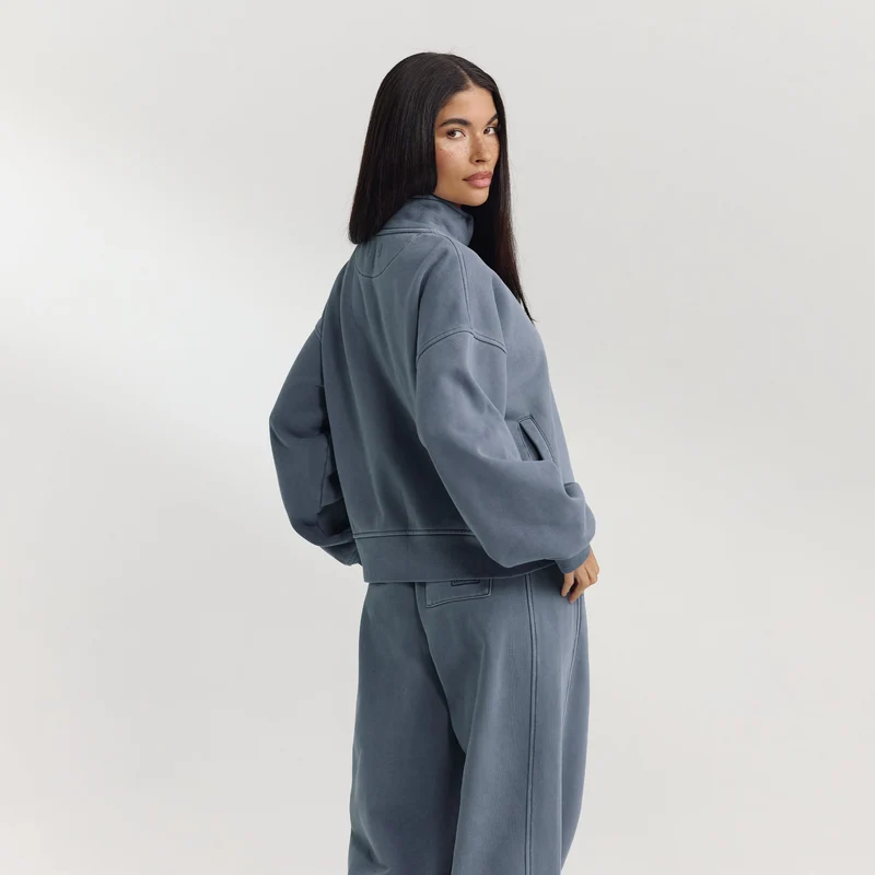 Quarter-Zip Jumper - Washed Blue