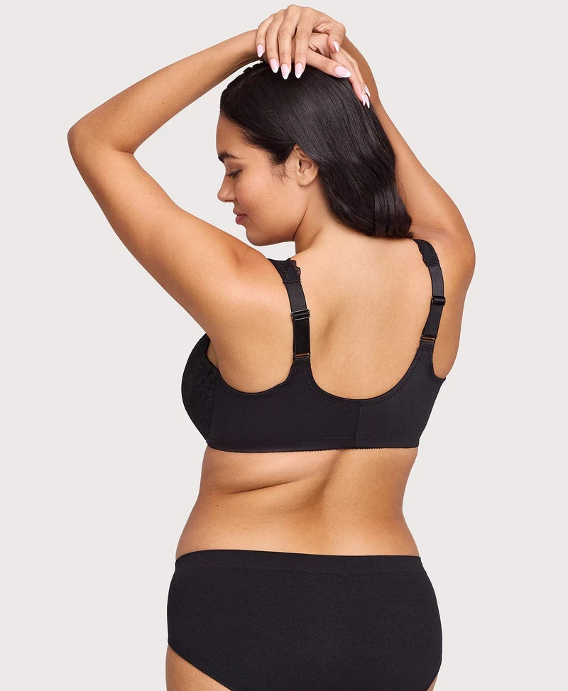 Front-Closure Stretch Lace WonderWire Bra Black