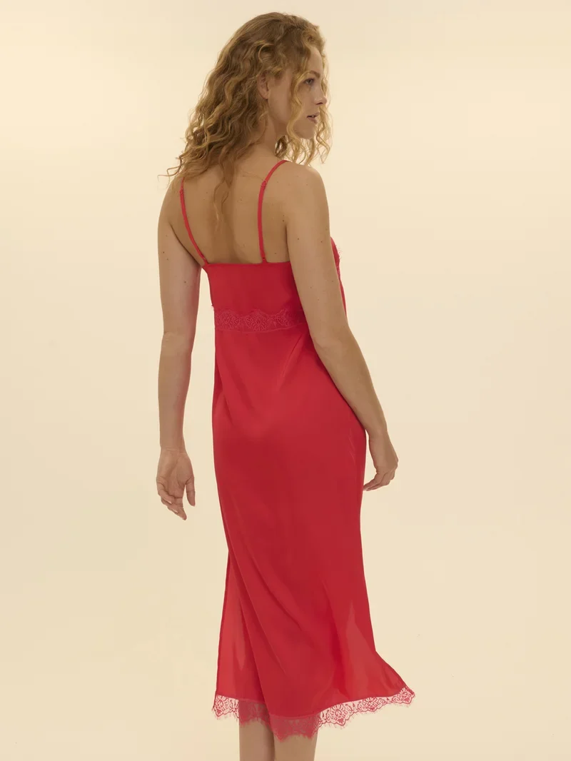 Simone Perele - Satin Secrets Langes Nachthemd Flamingo
