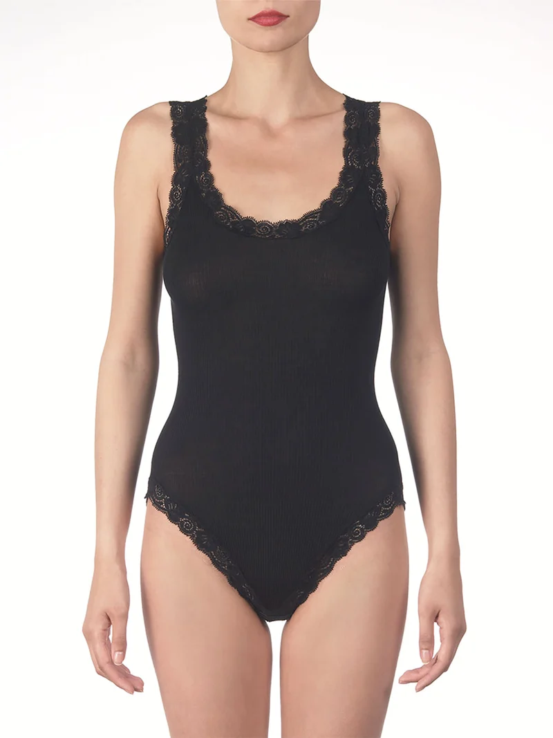 Body mit Spitze, WOOL AND SILK