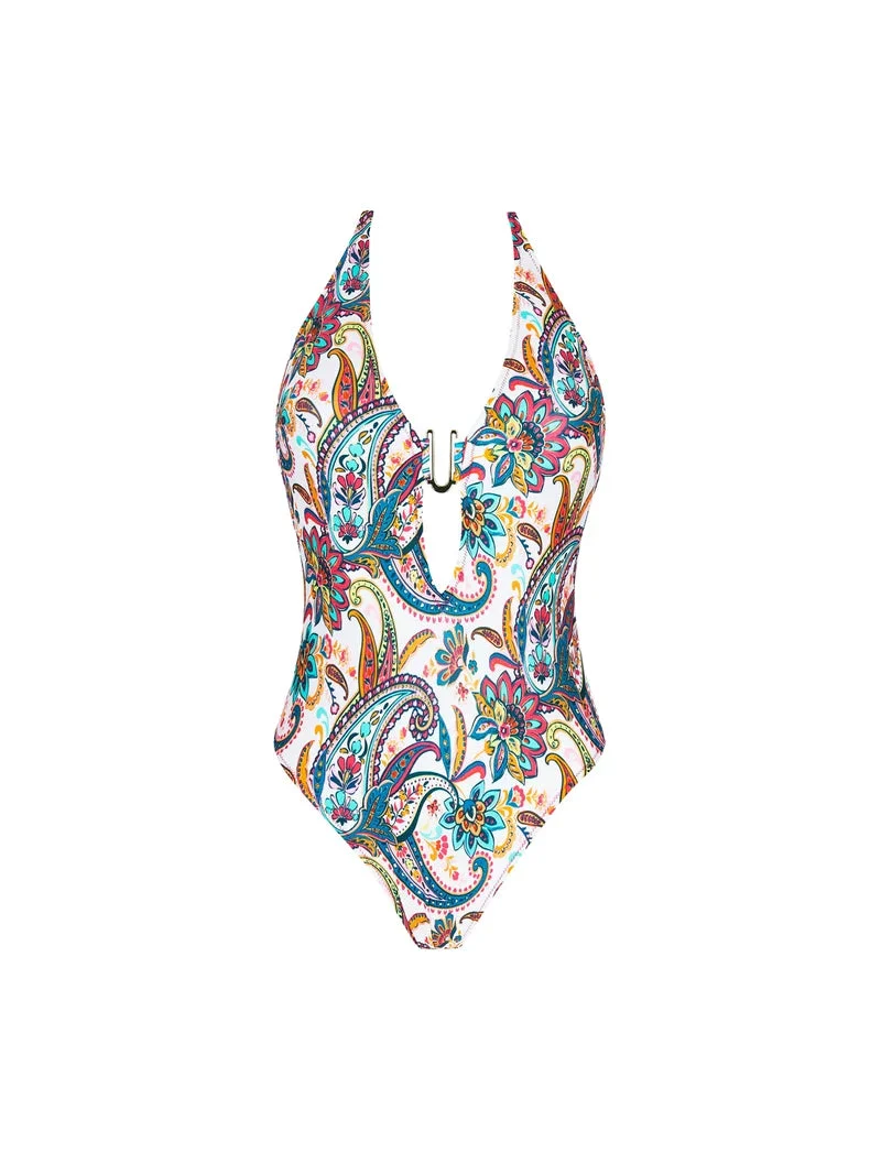 Antigel Swimwear von Lise Charmel – La Bayadere Bügelloser Neckholder-Badeanzug Blanc Flashy