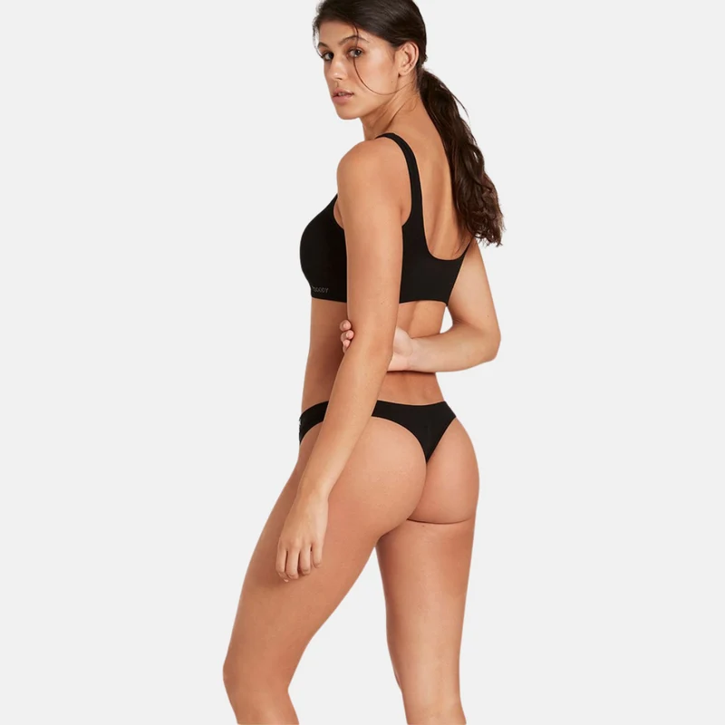 Schwarzer Bambus G-String Panty