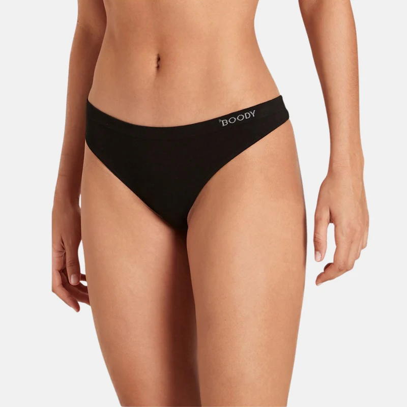 Schwarzer Bambus G-String Panty