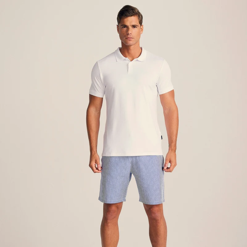 Weißes Bambus-Poloshirt