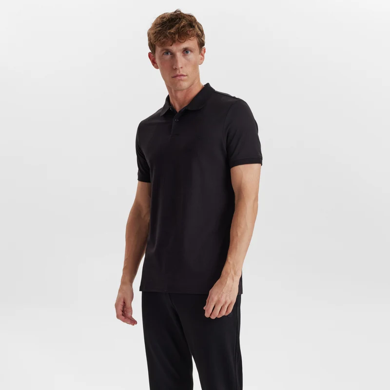 Schwarzes Bambus-Poloshirt