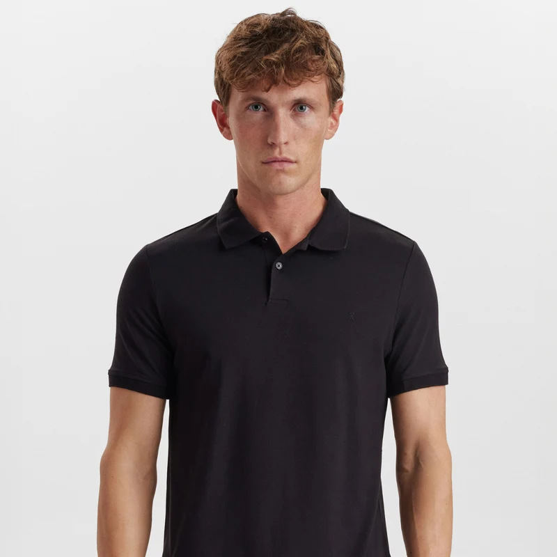 Schwarzes Bambus-Poloshirt