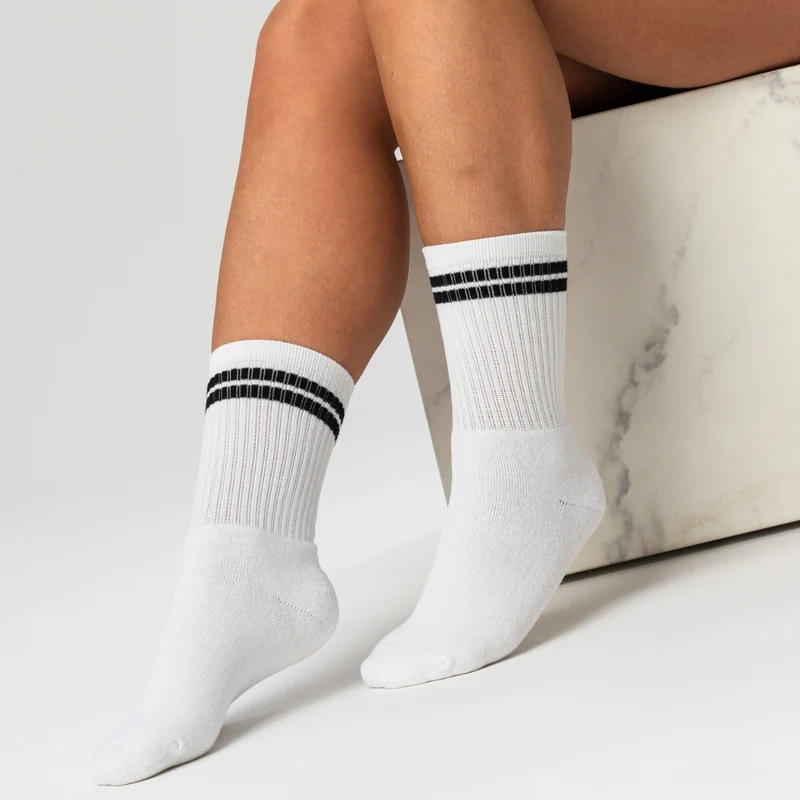 3er Pack Tennissocken aus weißem Bambus