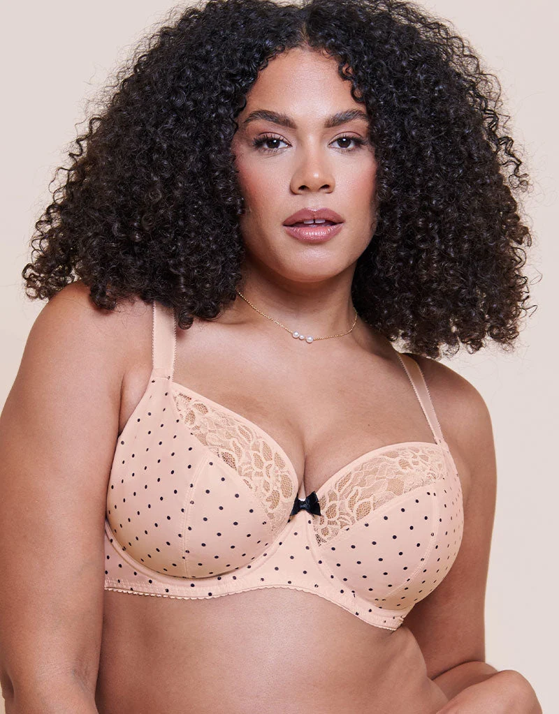 Curvy Kate Spellbound Printed Balcony Bra Cream Polka Dot Print