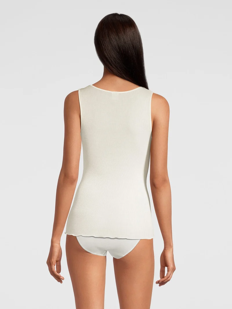 Tank-Top, V-Neck, mit Satin-Einfassung, WOOL AND SILK