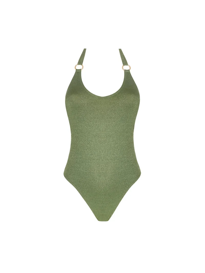 Antigel-Bademode von Lise Charmel – La Fashion Sirene – Bügelloser Neckholder-Badeanzug Vert Sirene