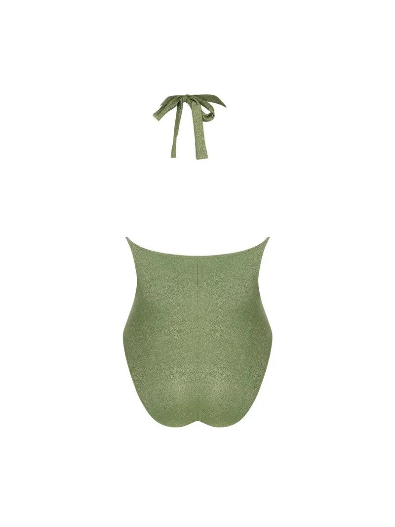 Antigel-Bademode von Lise Charmel – La Fashion Sirene – Bügelloser Neckholder-Badeanzug Vert Sirene