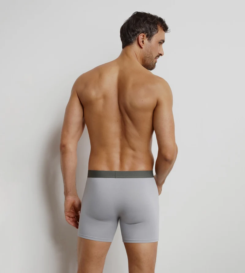 Lange Boxershorts für Männer aus Baumwolle in Stahlgrau von Dim Trendy