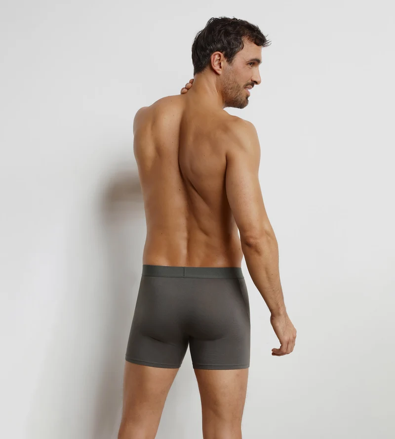 Lange Boxershorts für Männer aus Baumwolle Dunkelgrau Dim Trendy