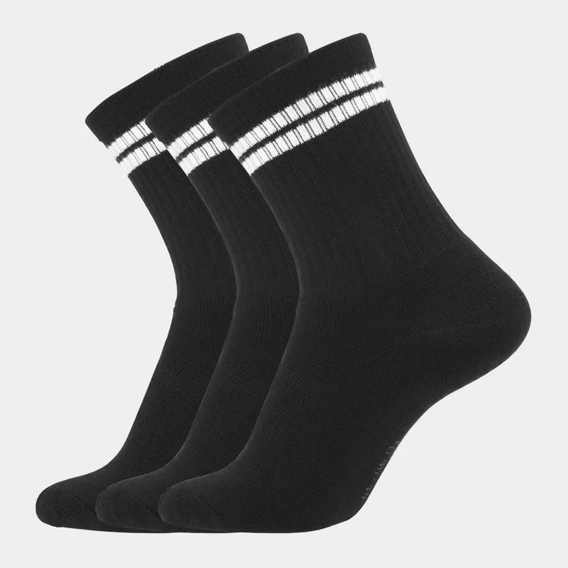 3er-Pack Tennissocken aus schwarzem Bambus