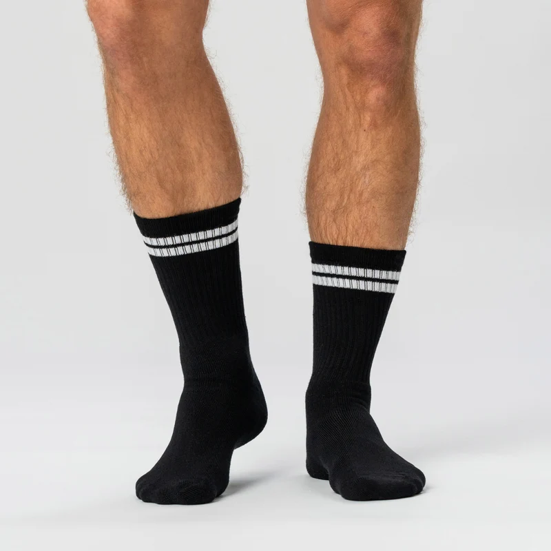 3er-Pack Tennissocken aus schwarzem Bambus