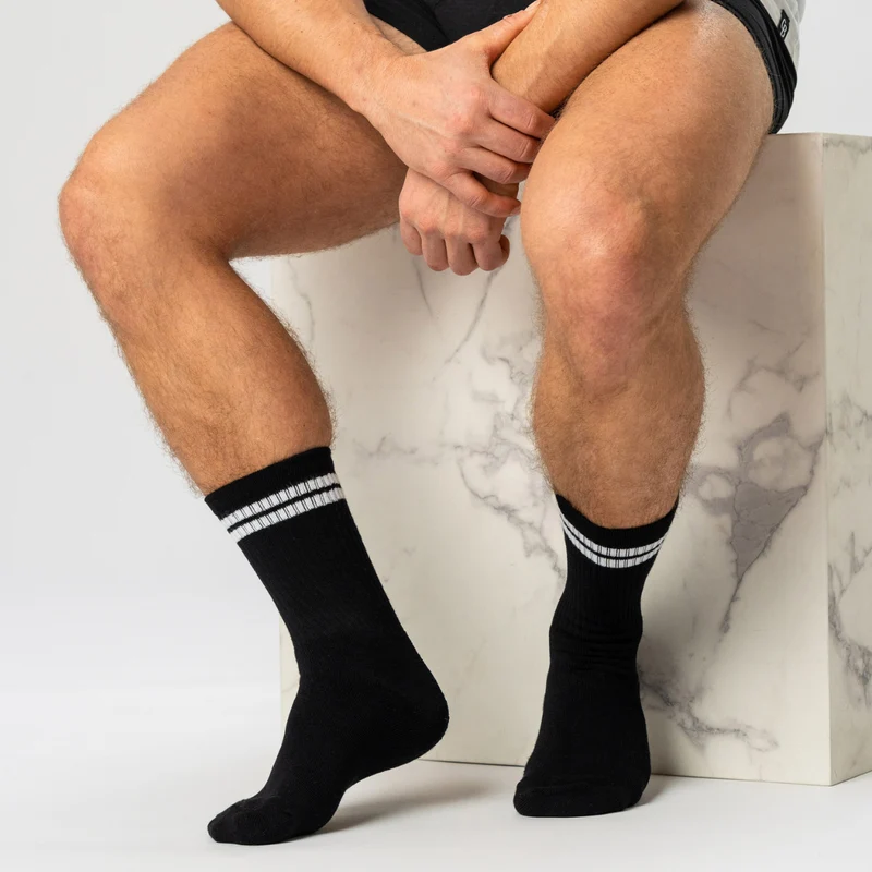 3er-Pack Tennissocken aus schwarzem Bambus