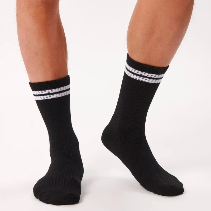 3er-Pack Tennissocken aus schwarzem Bambus