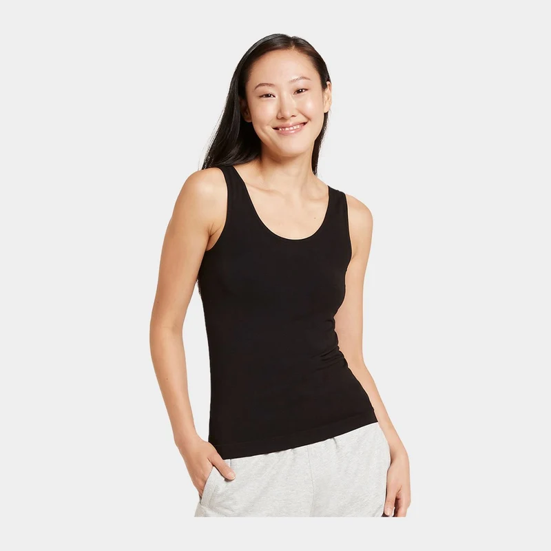Schwarzes Bambus-Tanktop mit breiten Trägern
