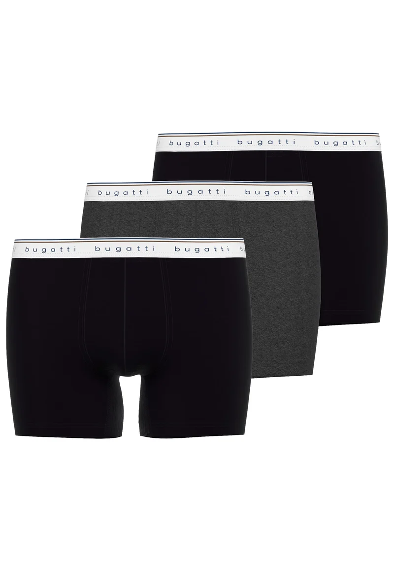 BUGATTI Comfort Pants, 3er Pack schwarz-dunkel-melange