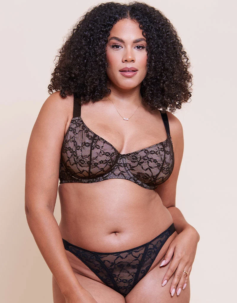 Curvy Kate All Night Lace Tanga Black/Blush