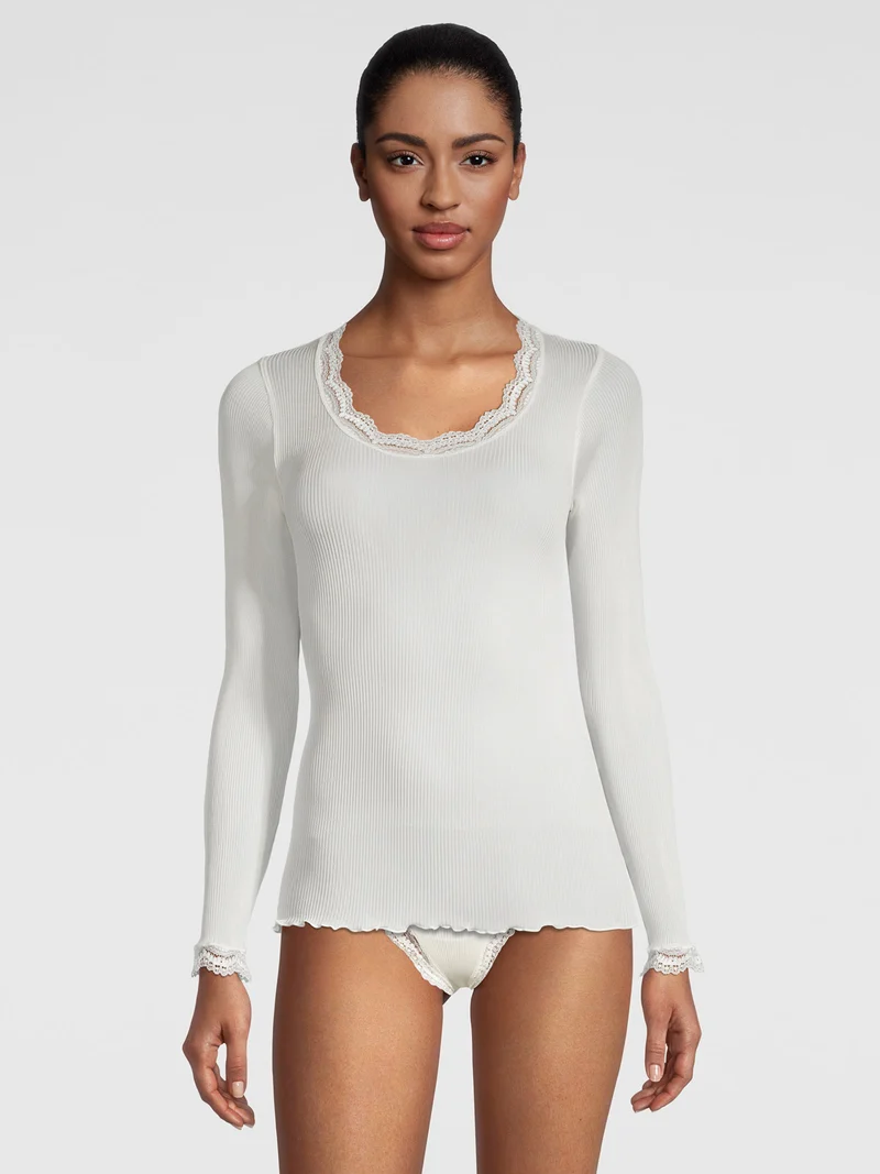 Shirt langarm, mit Dentelle de Calais®-Spitze, PURE SILK
