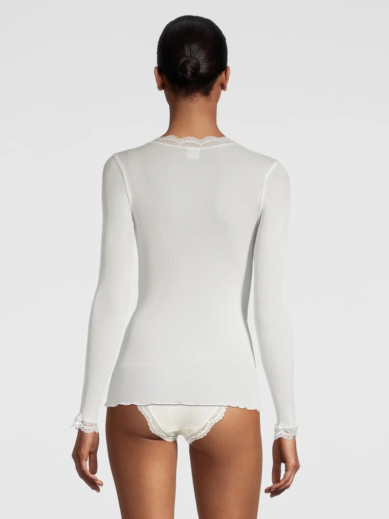 Shirt langarm, mit Dentelle de Calais®-Spitze, PURE SILK