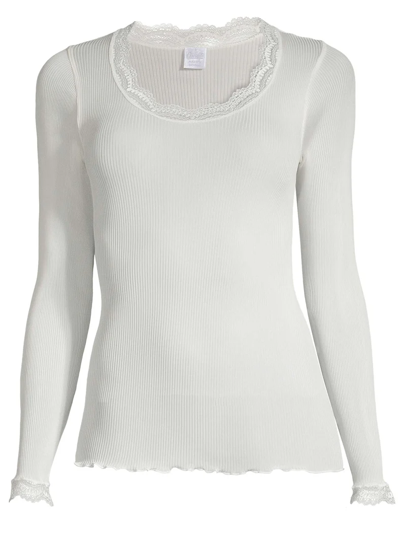 Shirt langarm, mit Dentelle de Calais®-Spitze, PURE SILK