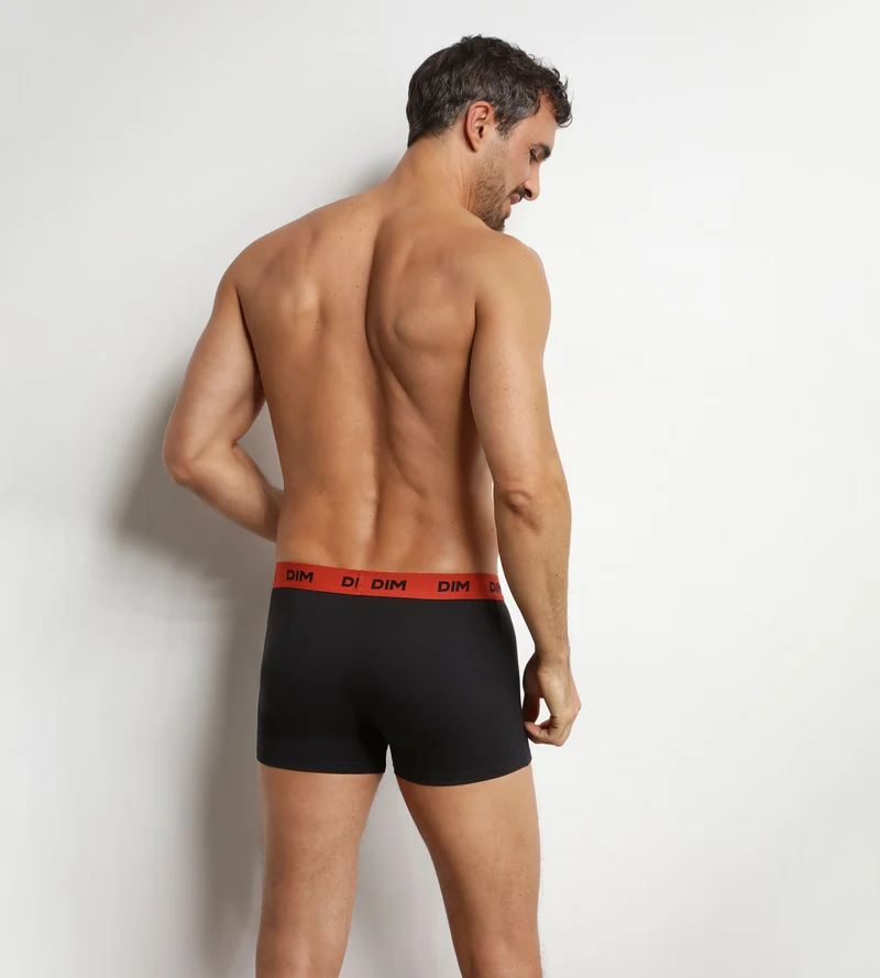3er-Pack schwarze Boxershorts für Männer mit farbigem Bund Safran Mix & Colors