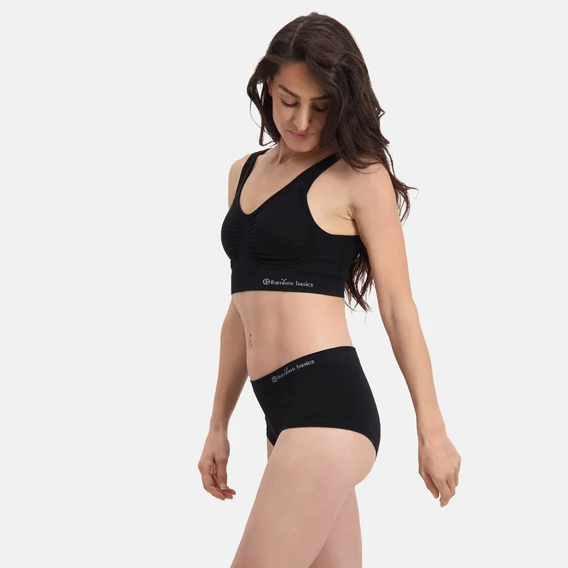 2er-Pack Bambus-Hipster-Slips seamless in Schwarz