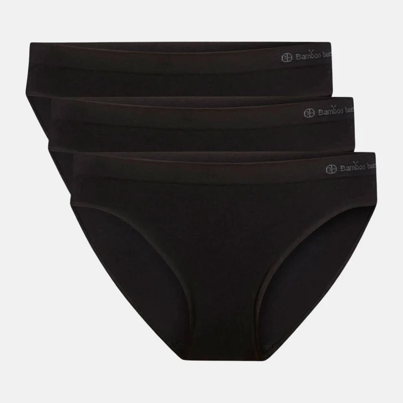 3er-Pack Bambus-Tai-Slips seamless in Schwarz