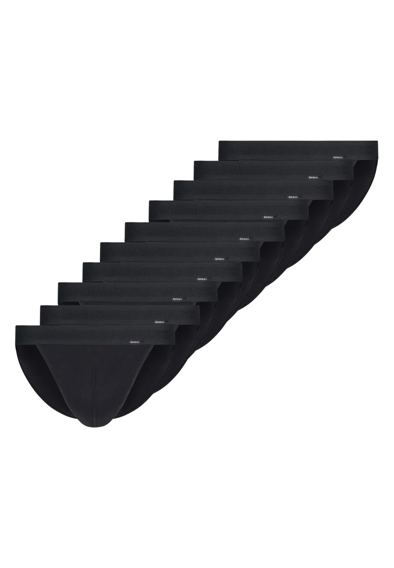Cotton Retro Tanga Briefs 10 Pack - Black