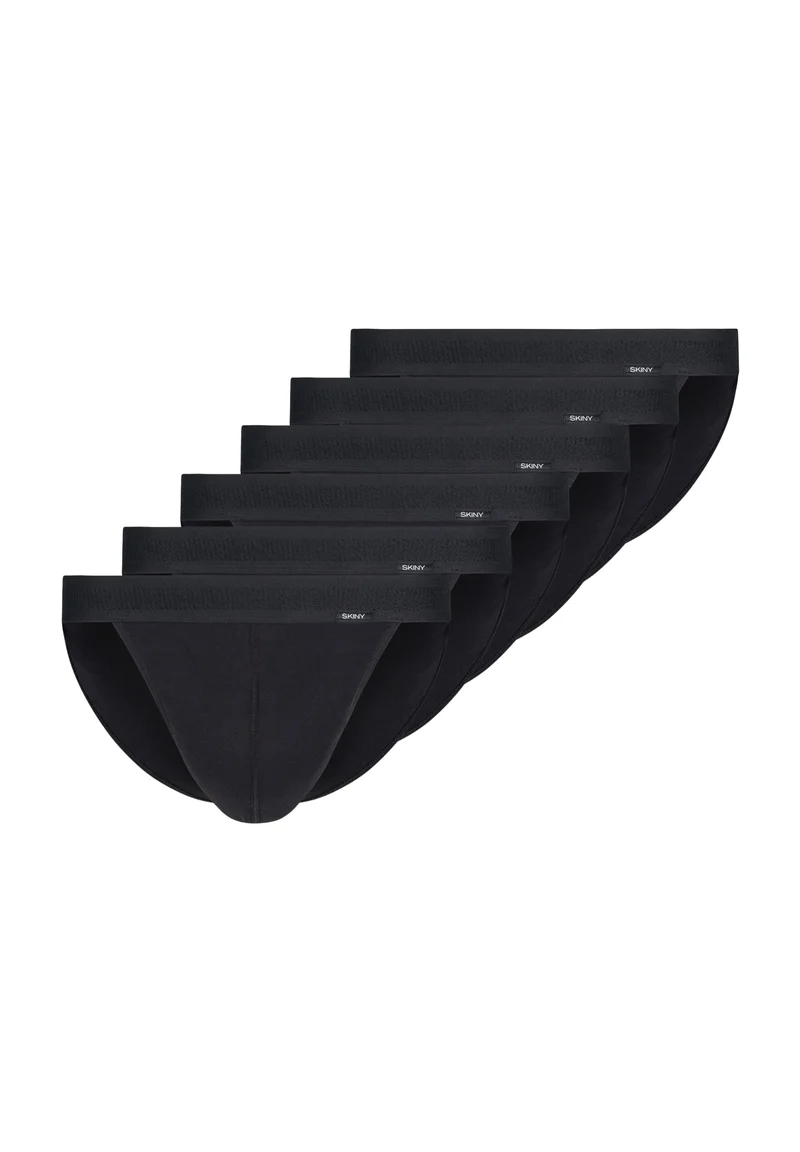 Cotton Retro Tanga Briefs 6 Pack - Black