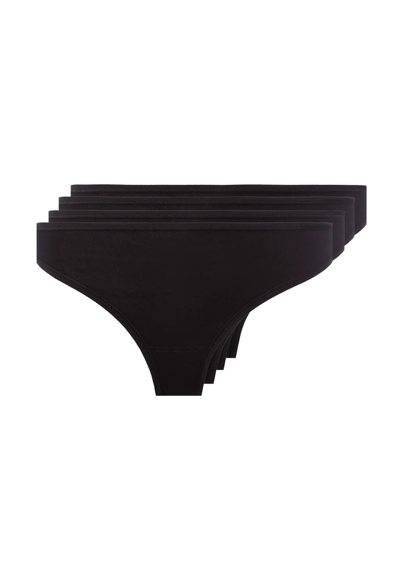 SKINY ADVANTAGE Cotton Stretch Thong 4 Pack – Black