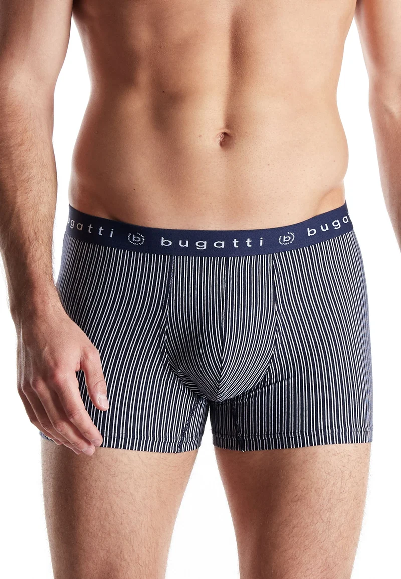 BUGATTI Comfort Pants, 3er Pack blau-dunkel-Streifen