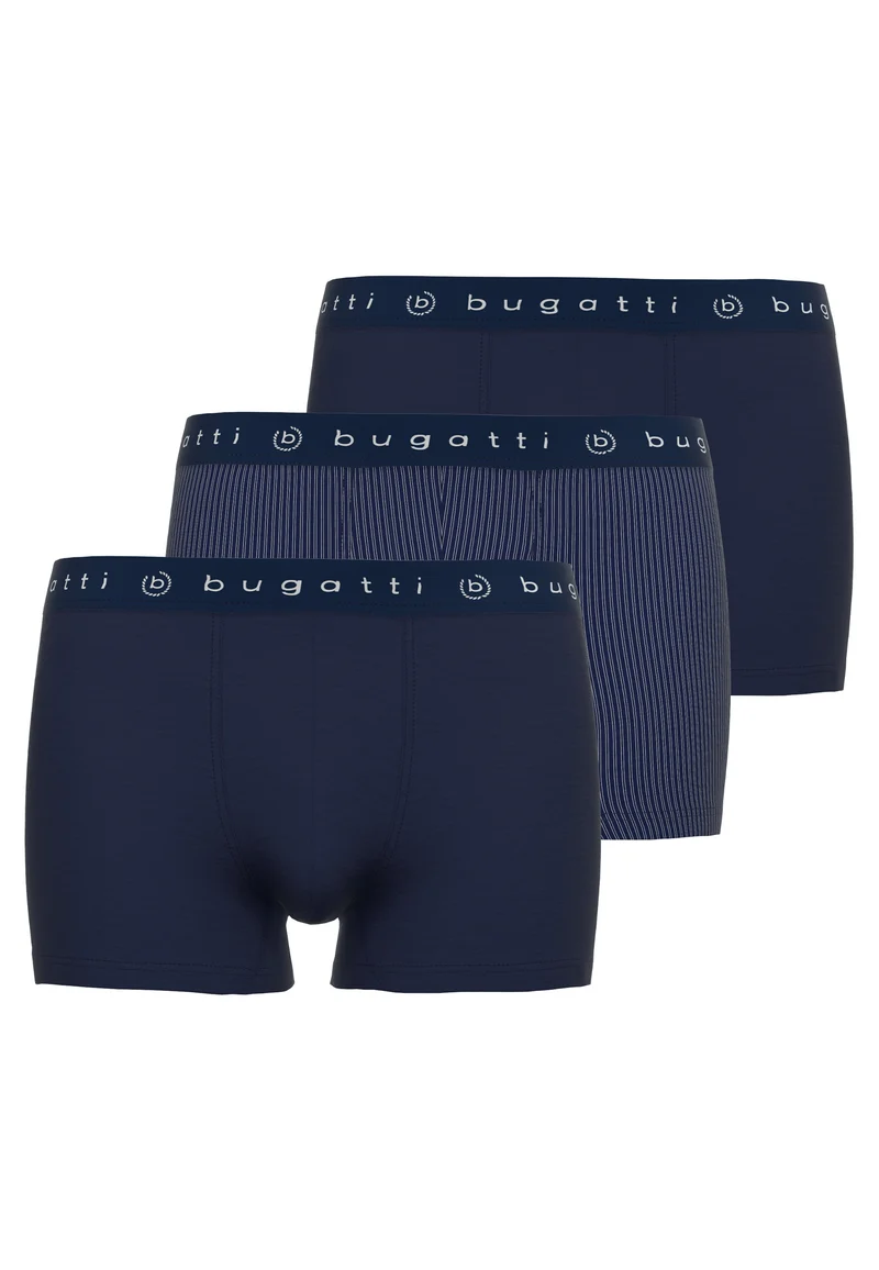 BUGATTI Comfort Pants, 3er Pack blau-dunkel-Streifen